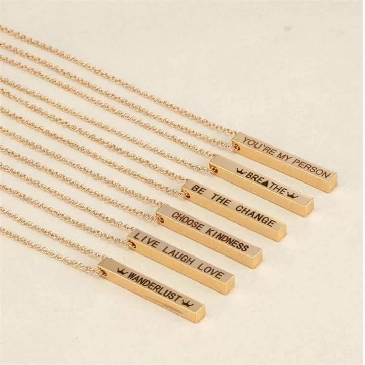 3D Engraved Bar Necklace