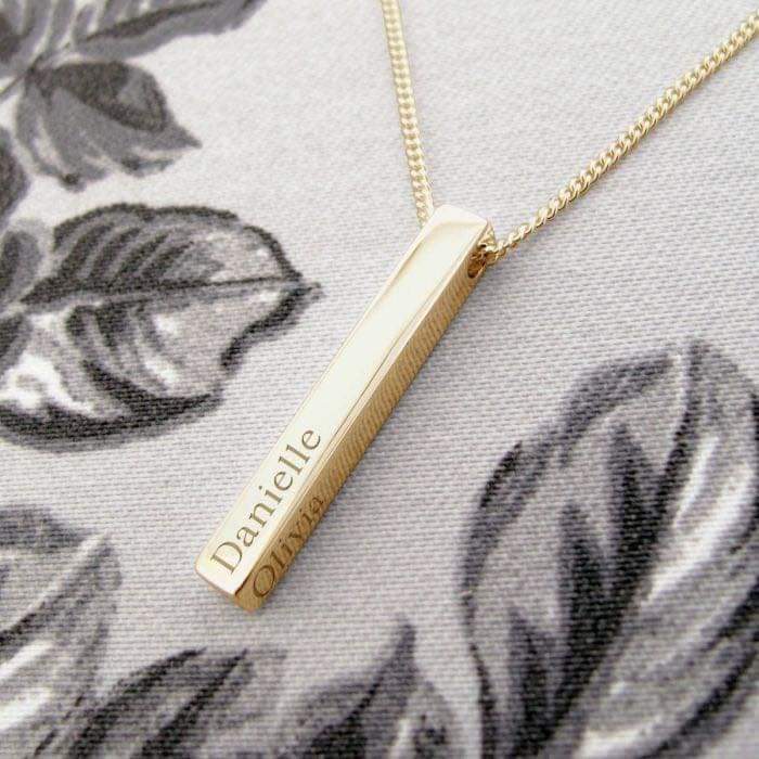 3D Engraved Bar Necklace
