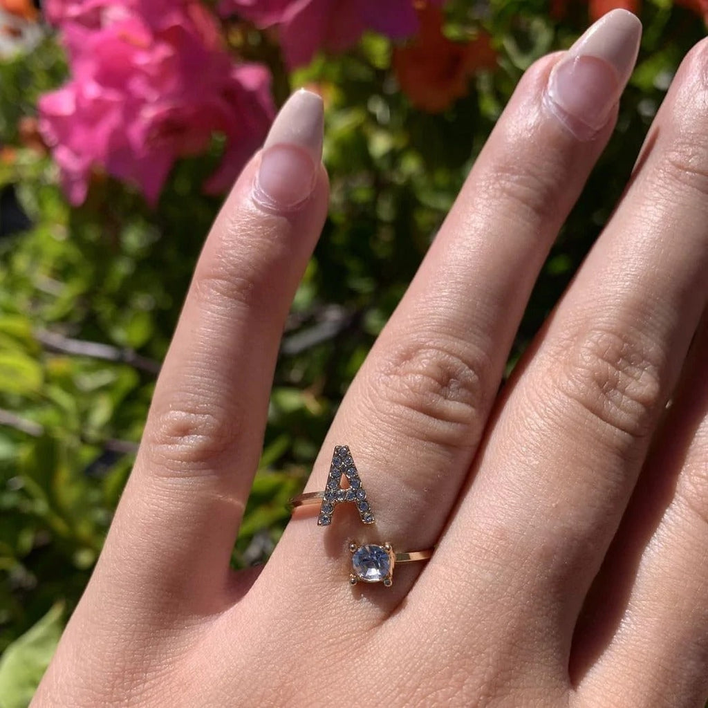 LETTER ZIRCONIC RING