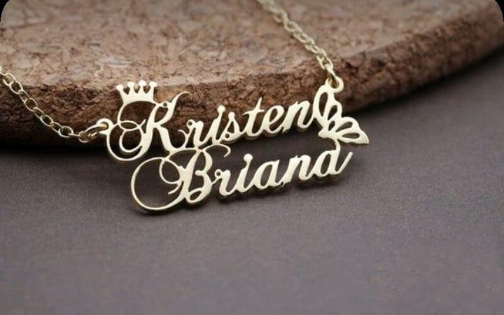Little Heart with Crown Couple Name Necklace