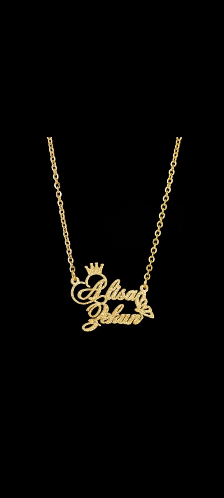 Little Heart with Crown Couple Name Necklace