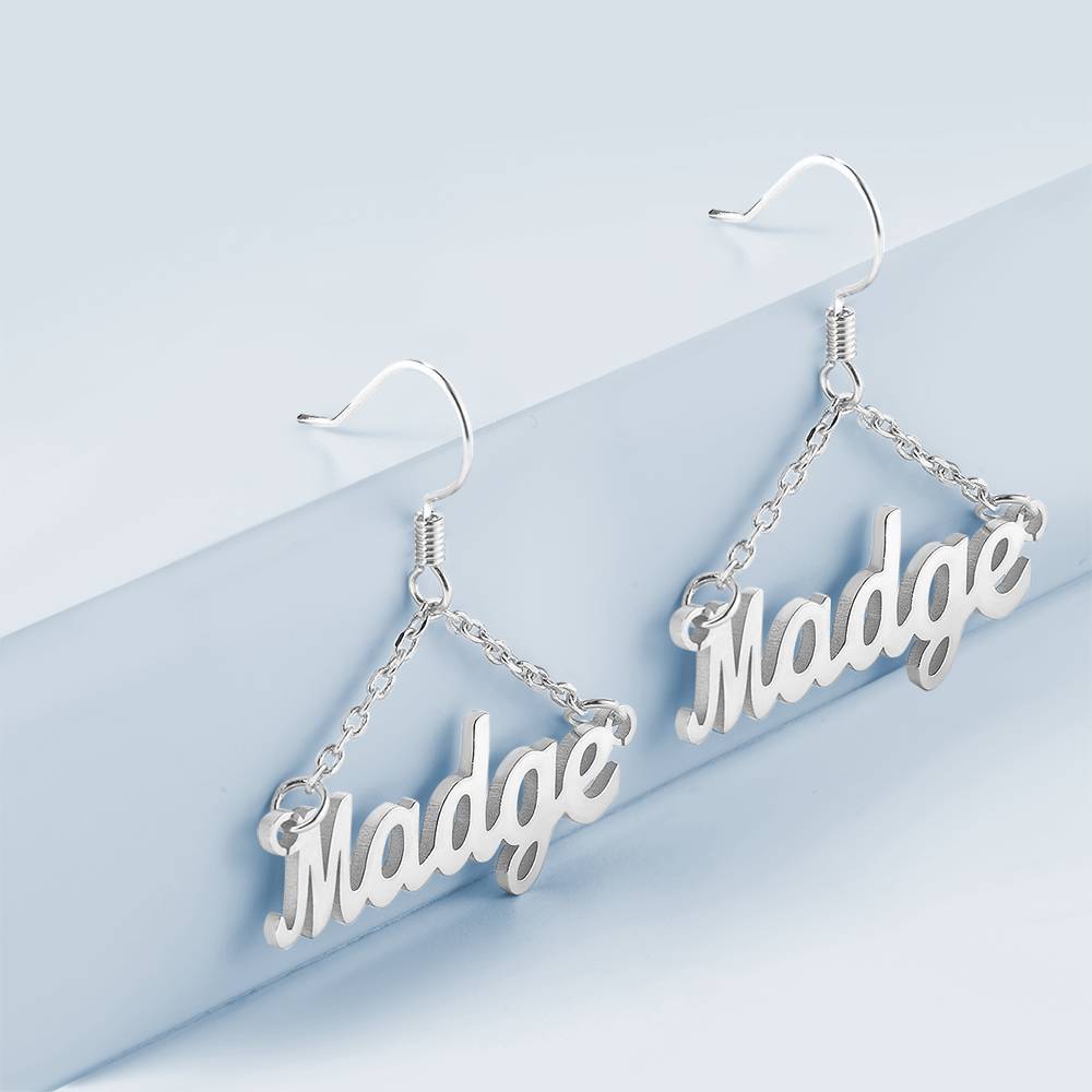 Personalized Triangle Shape Name Earrings