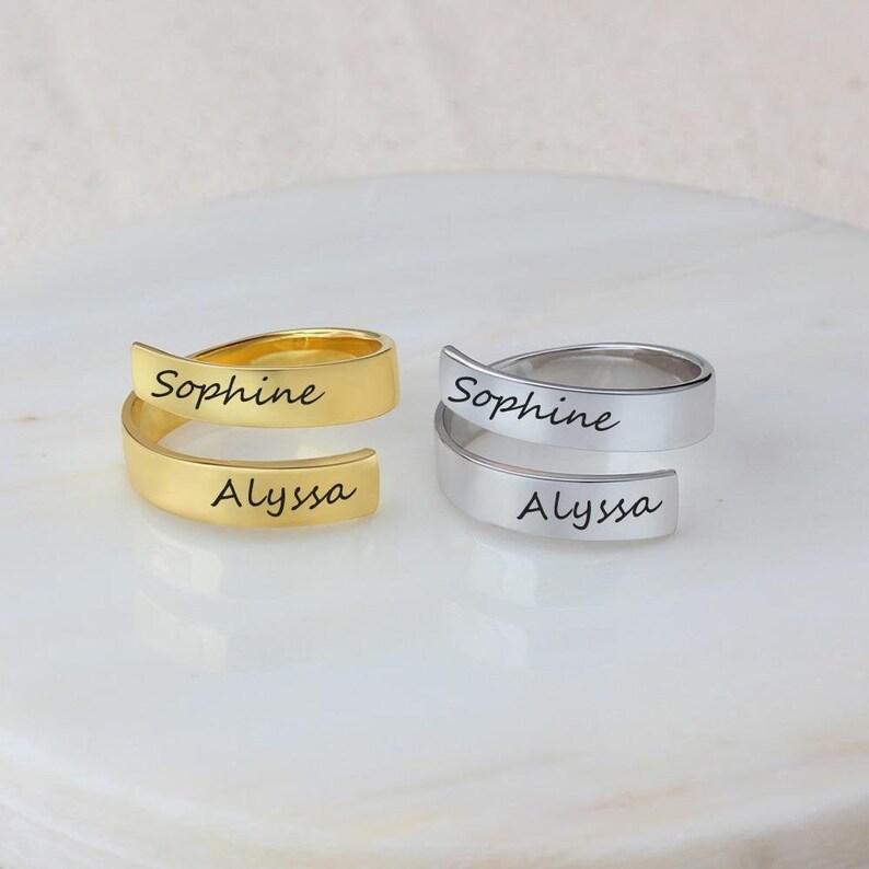 Couple Name Curled Rings - Customize Rings