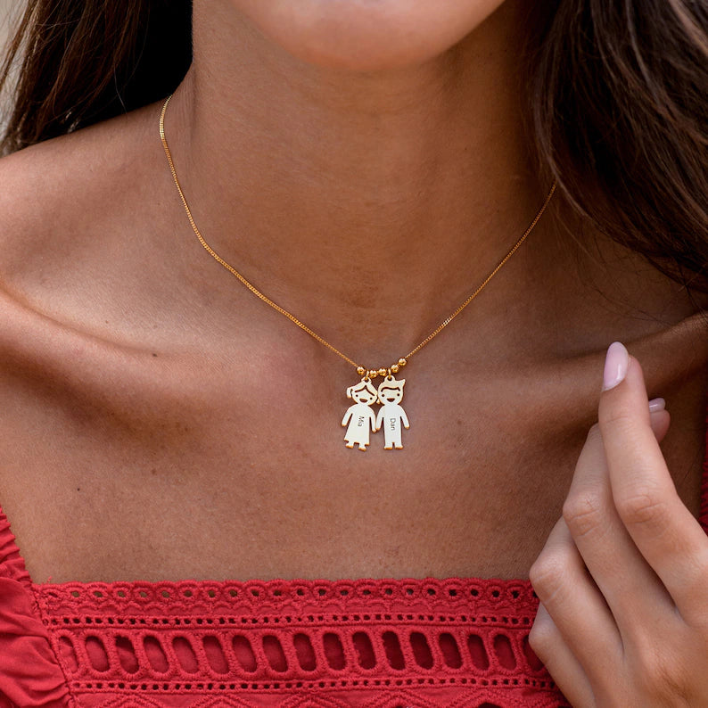 Personalized Boy Girl Engraved Charm Name Necklace