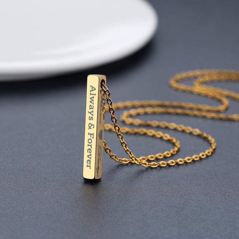 3D Engraved Bar Necklace