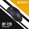 A4Tech OP-720S Optical Mouse - Silent Clicks - 1200 DPI - For PC/Laptop - Black