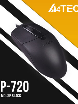 A4Tech OP-720S Optical Mouse - Silent Clicks - 1200 DPI - For PC/Laptop - Black