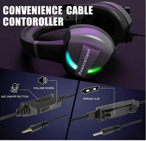 Beexcellent GM-7 Gaming Headset With Mic For PC,PS4, Xbox One Over-Ear Headphones With RGB Lights