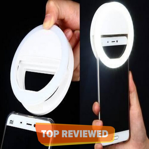 Mobile Selfie Ring Light – Portable Mini Selfie LED Lamp Ring Light for Mobile Phones – Rechargeable Ring Light with Charging Cable For Tik Tok and Photography - Brightness Adjustment Selfie Light With LED Camera Photography Flash Light for Smart phones