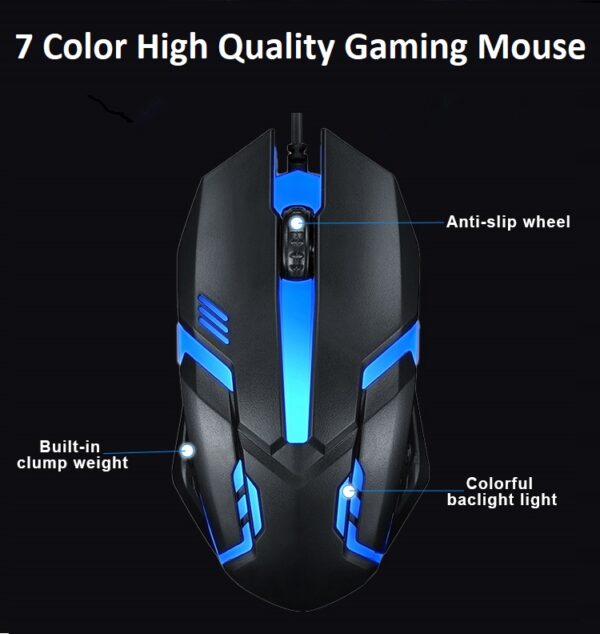 RGB Gaming Mouse / Mouse with Dragon Mousepad / Mouse with Logitech Mousepad - 7 Color - High Performance with 7 LED Lights (Wired Mouse)